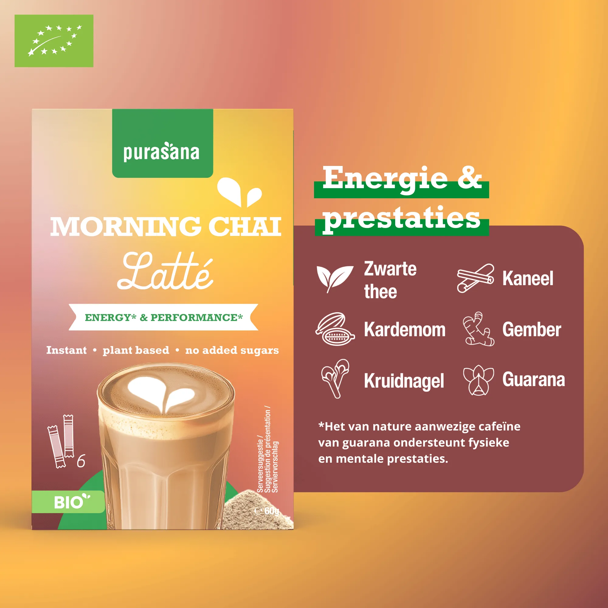 Purasana Instant Morning Chai Latte 6x10g Bio (60 gr) - image 4