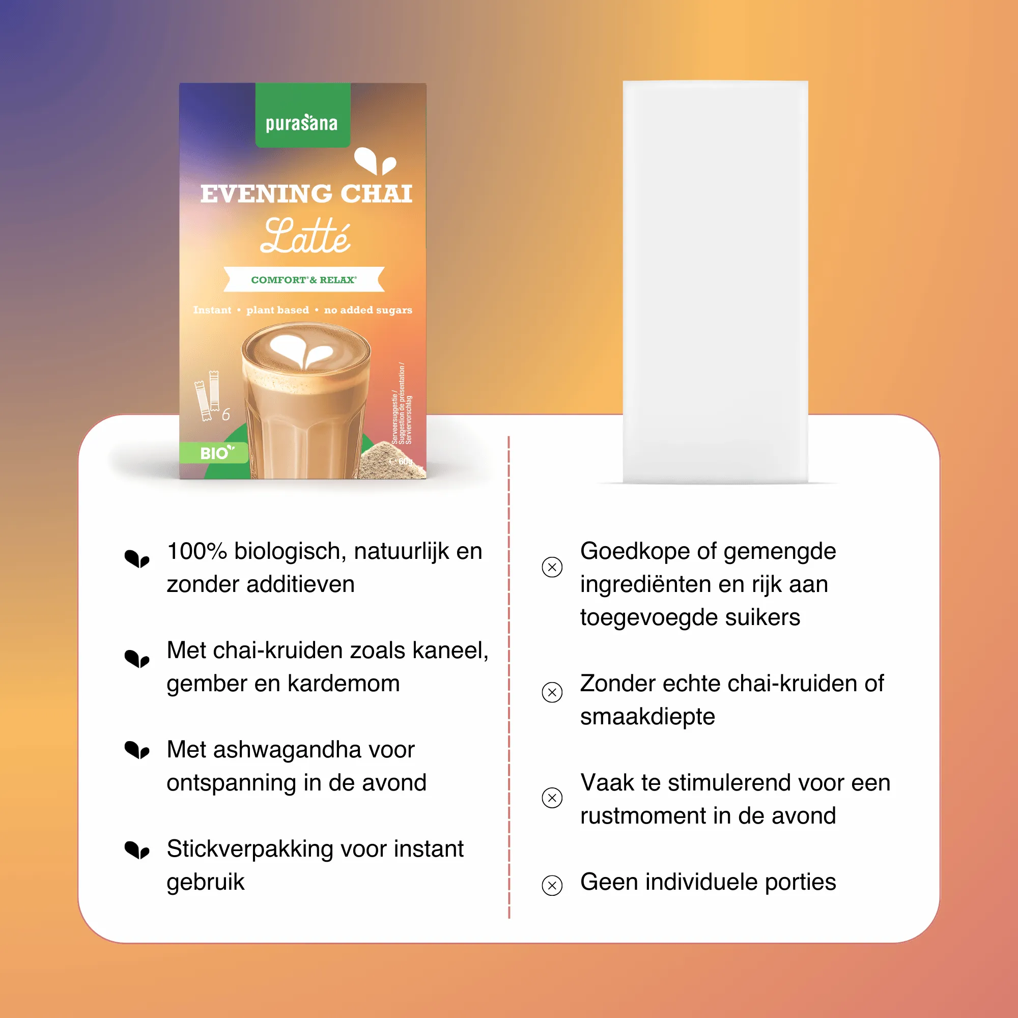 Purasana Instant Evening Chai Latte 6x10g Bio (60 gr)