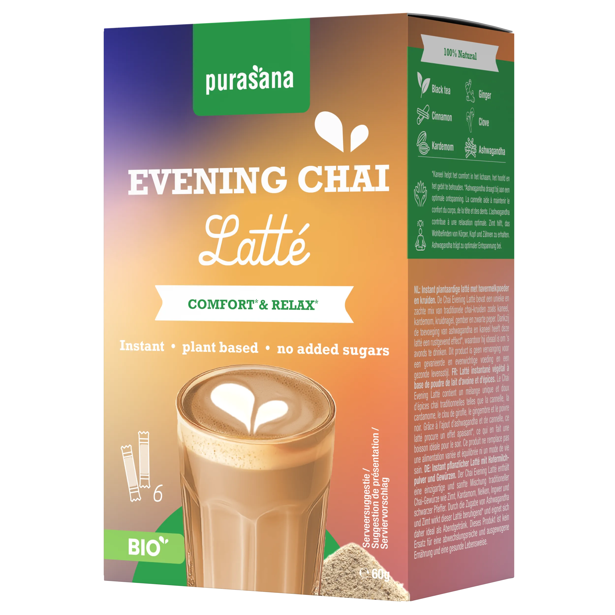 Purasana Instant Evening Chai Latte 6x10g Bio (60 gr) - image 8