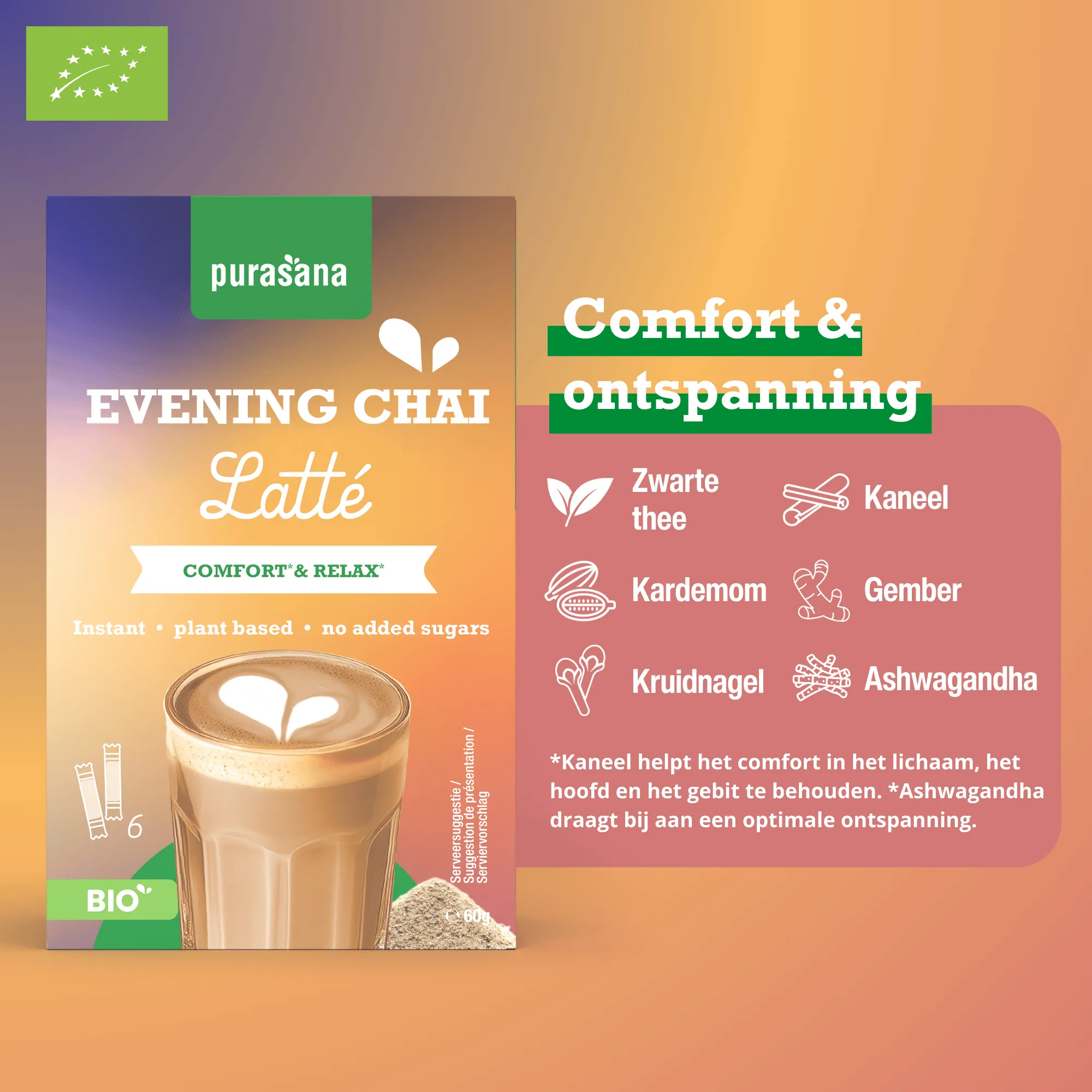 Purasana Instant Evening Chai Latte 6x10g Bio (60 gr) - image 4