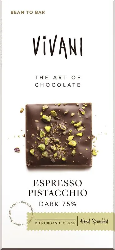 Vivani Espresso Pistacchio Dark 75% Bio (80 gr)