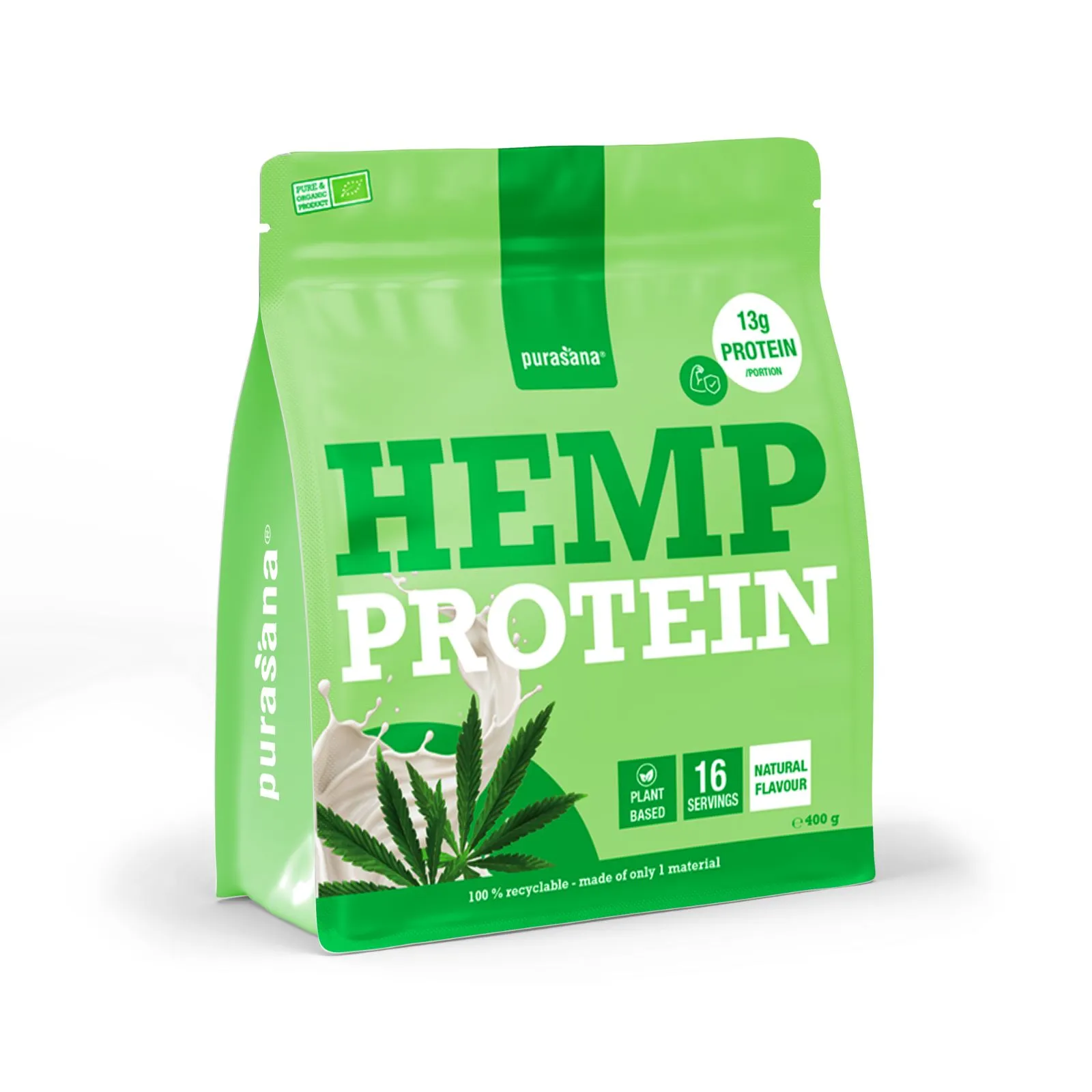 Purasana Plant Protein Hennep Natuurlijk Bio (400 gr) - image 3