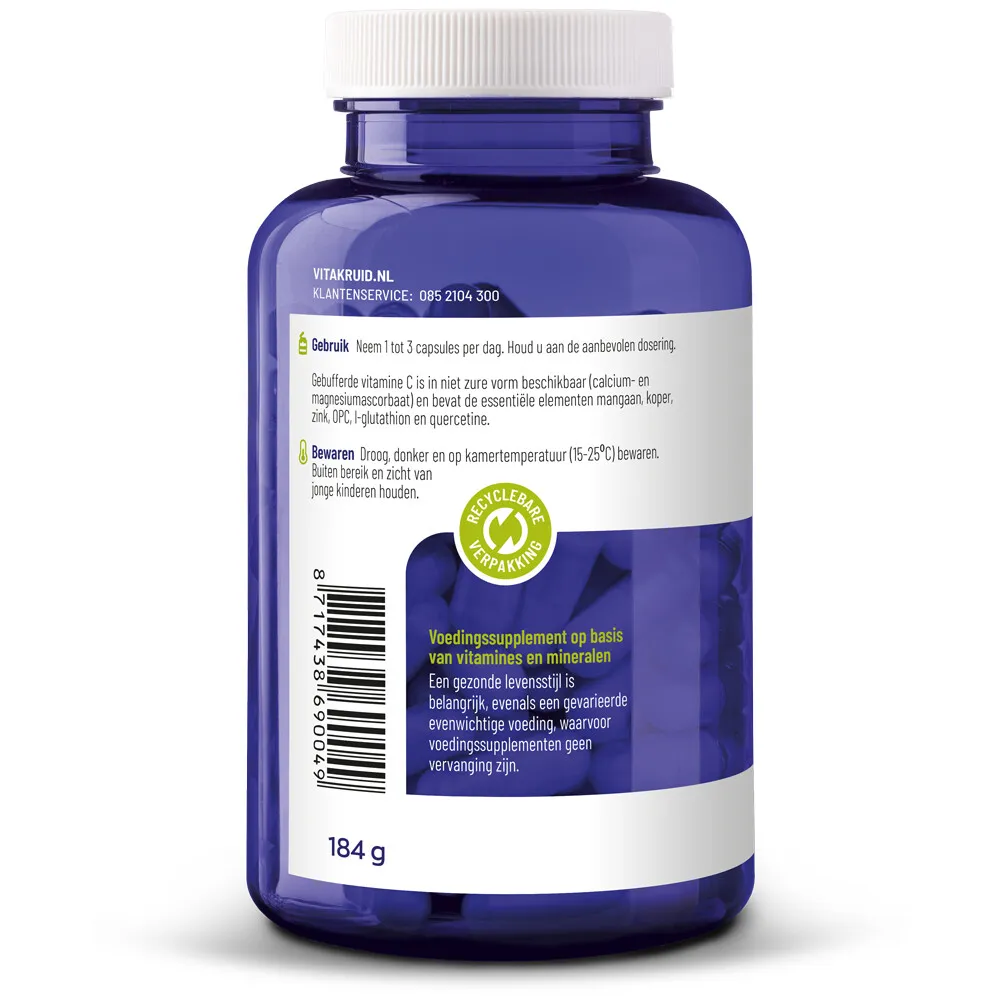 Vitakruid Gebufferde Vitamine C (180 vega capsules)