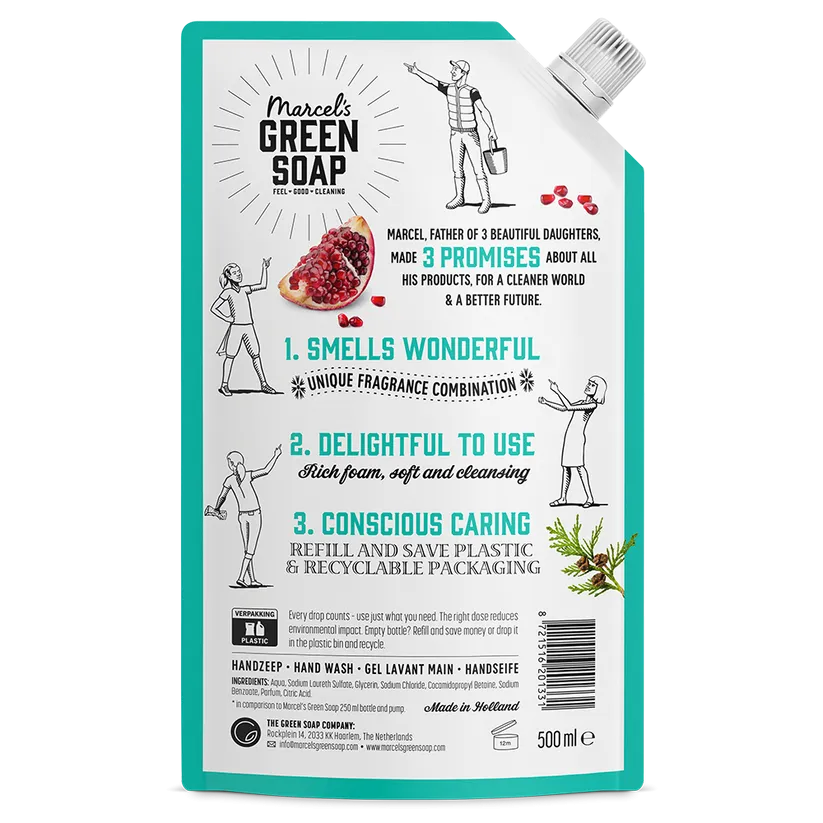 Marcel's Green Soap Handzeep Ceder & Granaatappel Navulling (500 ml)