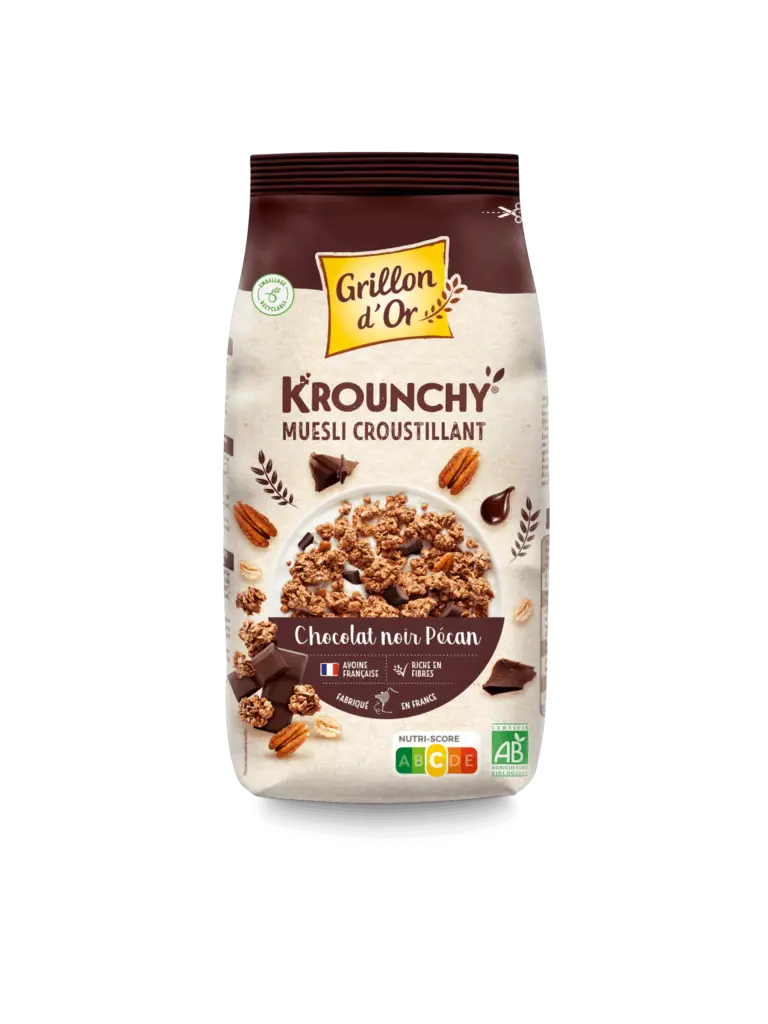 Grillon D'or Krounchy Pure Chocolade Pecannoten Bio (450 gr)