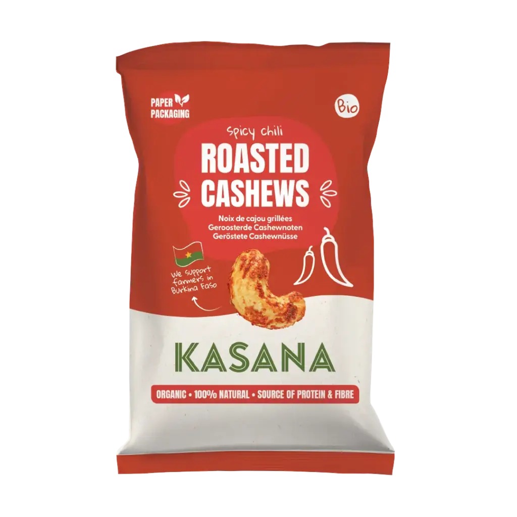 Kasana Fruits Kasana Geroosterde Cashewnoten met Chili Bio (150 gr)