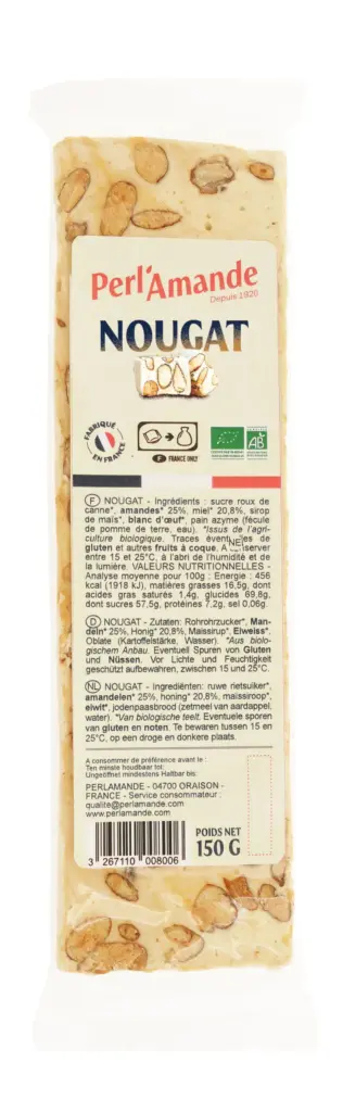 Perl'amande Nougat Wit Bio (150 gr)