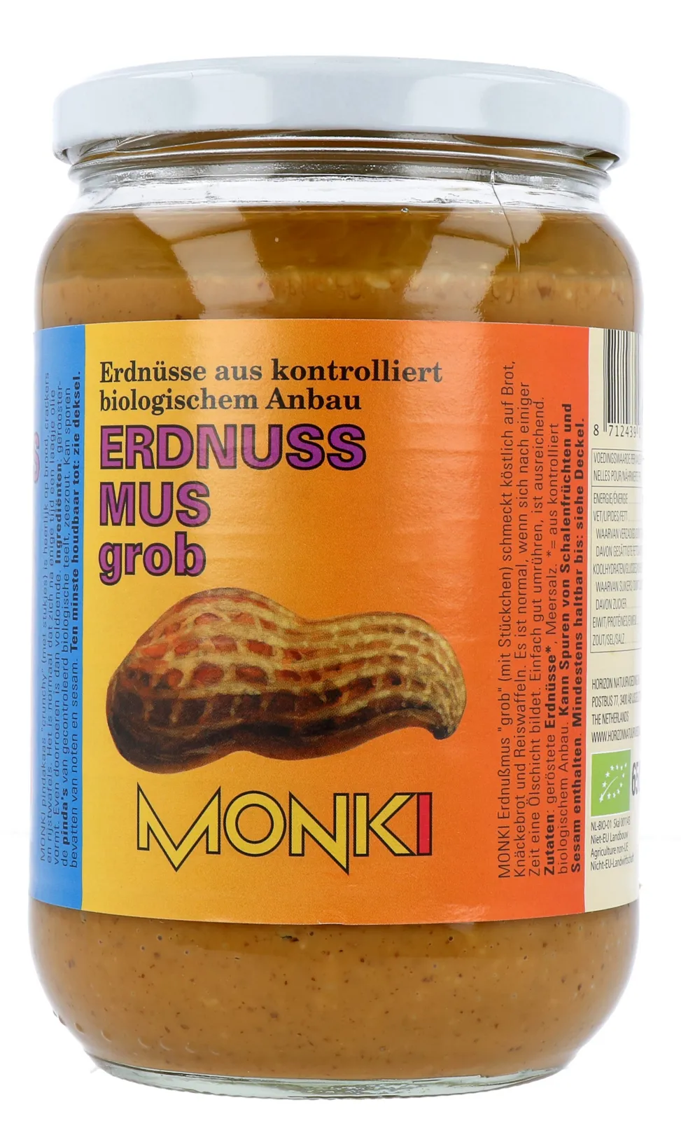 Monki Pindakaas crunchy met zout eko bio (650 gr)