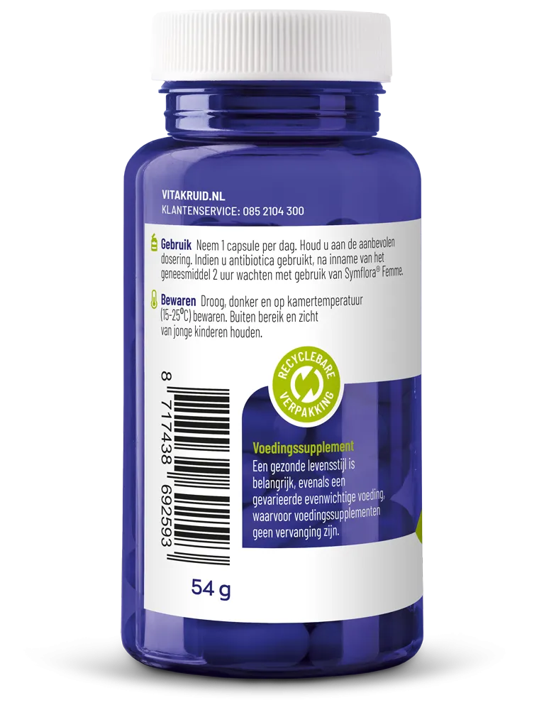 Vitakruid Symflora® Femme Probiotica voor Vrouwen (90 vega capsules) - image 2