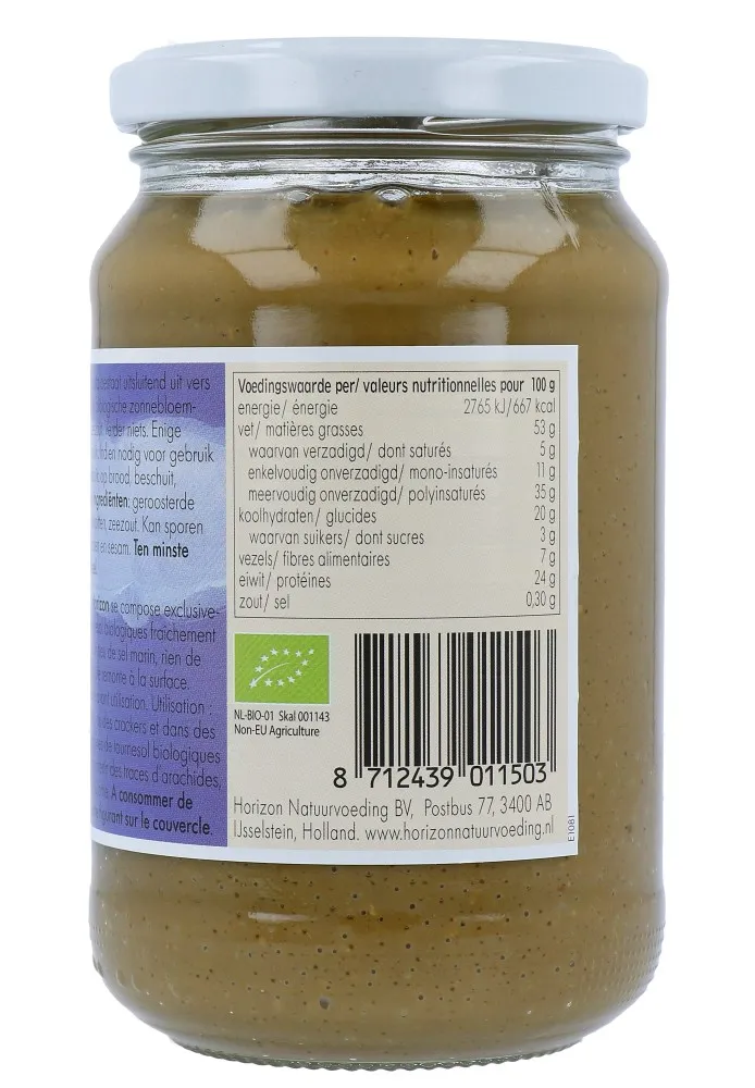 Horizon Zonnebloempasta met zout eko bio (350 gr) - image 2