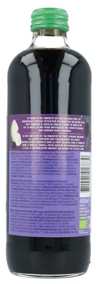 Your Organic Nature Diksap appel zwarte bes bio (400 ml)